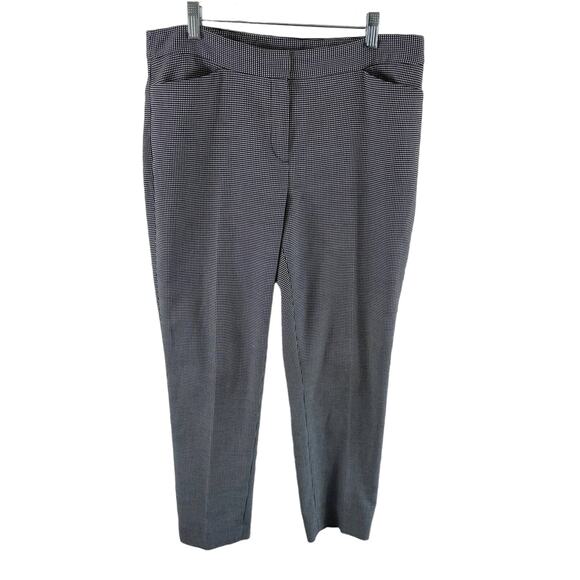 Anne Klein Black White Checkered Cropped Tapered Leg Ankle Fit Trousers Size 8 - Picture 1 of 9
